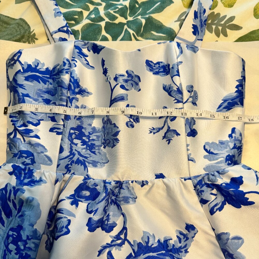 NWT Mestiza New York Puff Puff Floral Blue and white Jacquard Dress - Size 14 - Picture 14 of 14